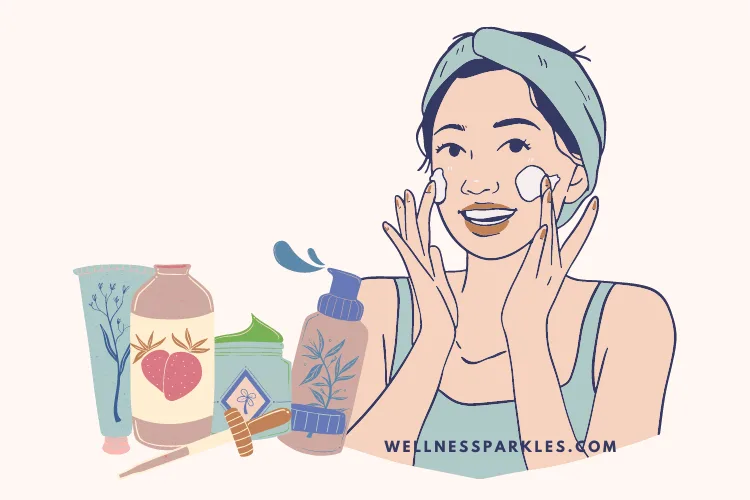 a girl with cosmetic products avoid acne naturally